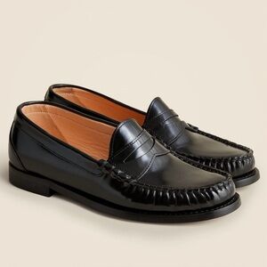 J Crew Rowan Black Leather Penny Loafers Size 7.5
